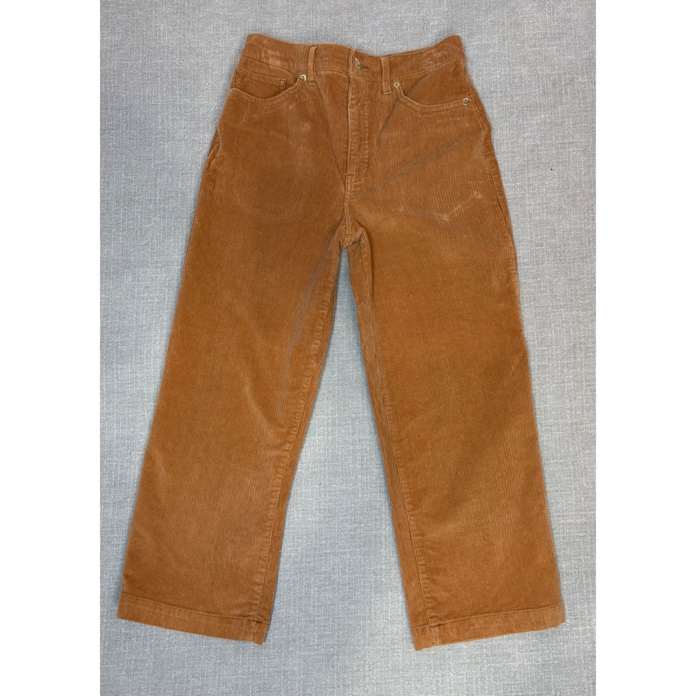 Express Cropped Wide Leg High Rise Corduroy Pants Camel Brown Size‎ 4
